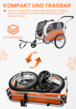 Remolque de bicicleta SEPNINE Perros para mascotas, Remolque de bicicleta Perros para ciclismo y jogging - Amarillo - Imagen 6