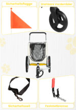 Remolque de bicicleta SEPNINE Perros para mascotas, ciclismo y jogging - Amarillo - Imagen 4