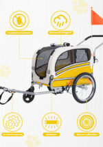 Remolque de bicicleta SEPNINE Perros para mascotas, ciclismo y jogging - Amarillo - Imagen 5