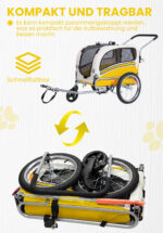 Remolque de bicicleta SEPNINE Perros para mascotas, ciclismo y jogging - Amarillo - Imagen 6