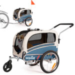 Remolque de bicicleta SEPNINE Perros para mascotas, Remolque de bicicleta Perros para ciclismo y jogging - Blanco / Azul