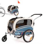Remolque de bicicleta SEPNINE Perros para mascotas, Remolque de bicicleta Perros para ciclismo y jogging - Blanco / Azul