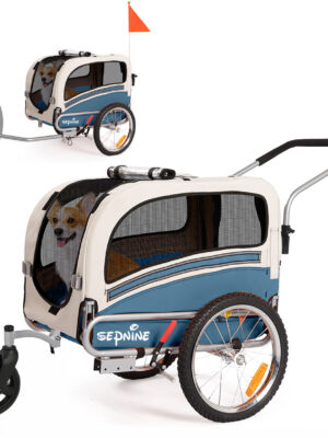 Remolque de bicicleta SEPNINE Perros para mascotas, Remolque de bicicleta Perros para ciclismo y jogging - Amarillo