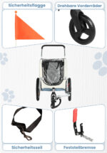 Remolque de bicicleta SEPNINE Perros para mascotas, Remolque de bicicleta Perros para ciclismo y jogging - Blanco / Azul - Imagen 4