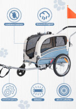 Remolque de bicicleta SEPNINE Perros para mascotas, Remolque de bicicleta Perros para ciclismo y jogging - Blanco / Azul - Imagen 5