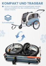 Remolque de bicicleta SEPNINE Perros para mascotas, Remolque de bicicleta Perros para ciclismo y jogging - Blanco / Azul - Imagen 6