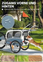 Remolque de bicicleta SEPNINE Perros para mascotas, Remolque de bicicleta Perros para ciclismo y jogging - Blanco / Azul - Imagen 7