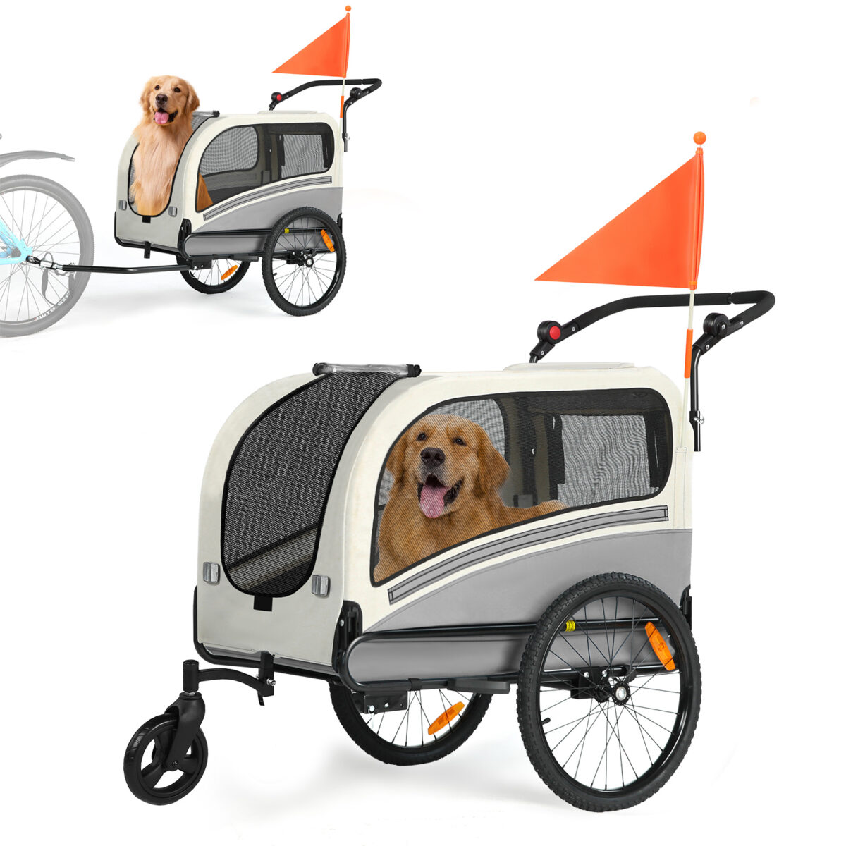Colgador para perros XXL 2 en 1 con soporte para colgar, reflectores y correas reflectantes, con soporte universal, luces de seguridad, barra inclinada, hasta 50 kg - Imagen 7